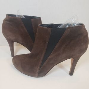 Saks Fifth Avenue Brown Suede Platform Heel Bootie Ankle Boots 11 5th